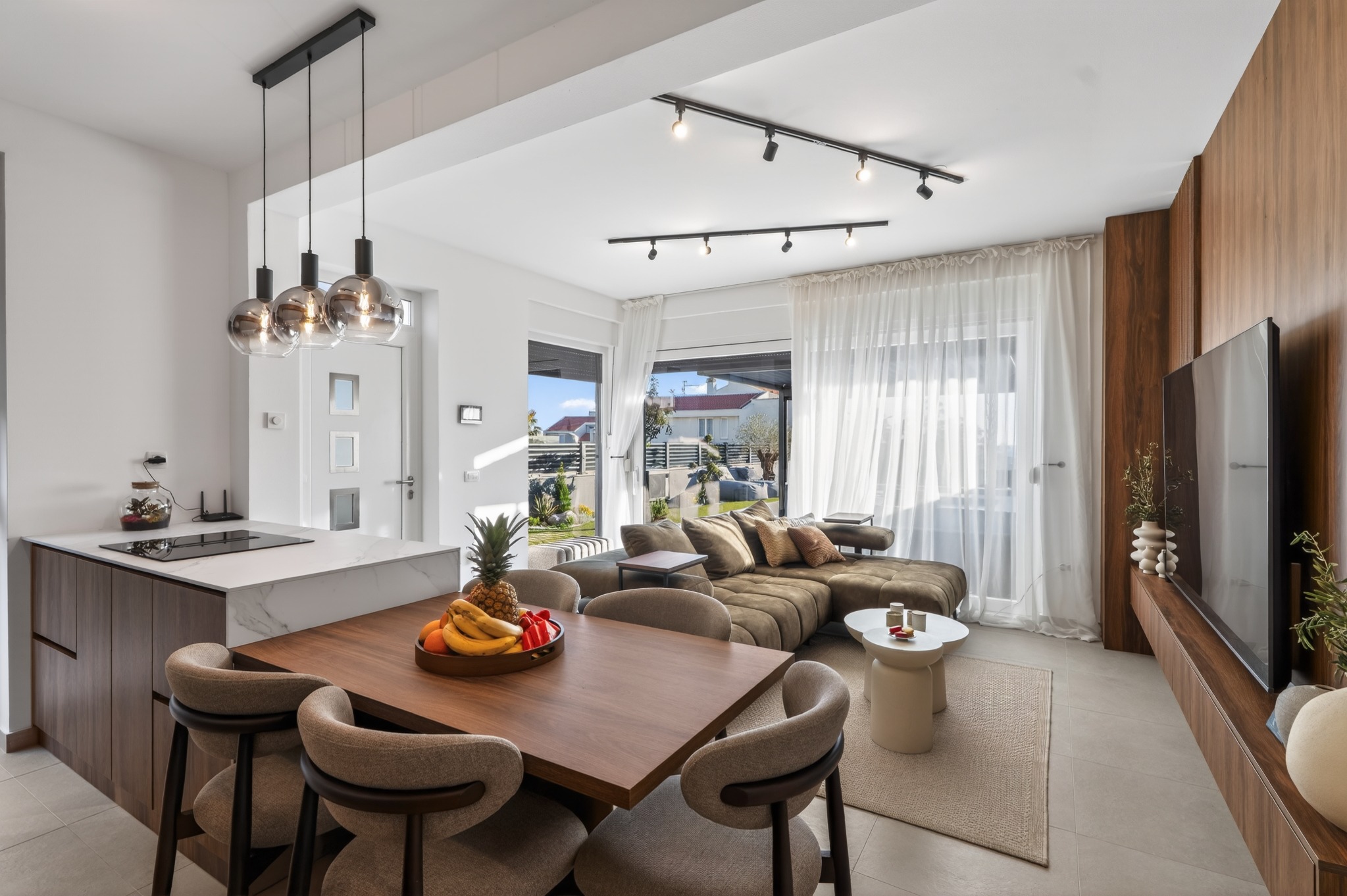 Family-friendly living room at OLEA Pool Residence in Novalja